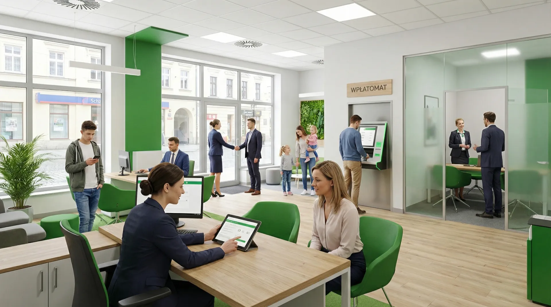 Nowoczesna placówka bankowa — obsługa klienta